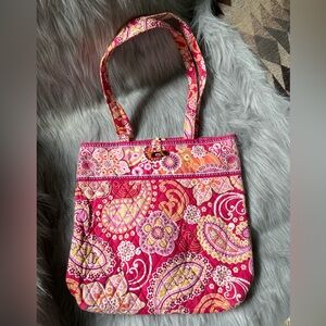 Preloved Vera Bradley raspberry fizz retired pattern medium tote.